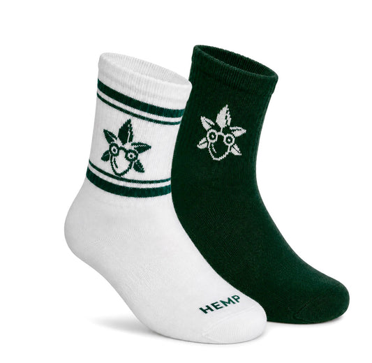 Pack of 2 Socks (Herbed Crew Green + Cloud White Quarter)